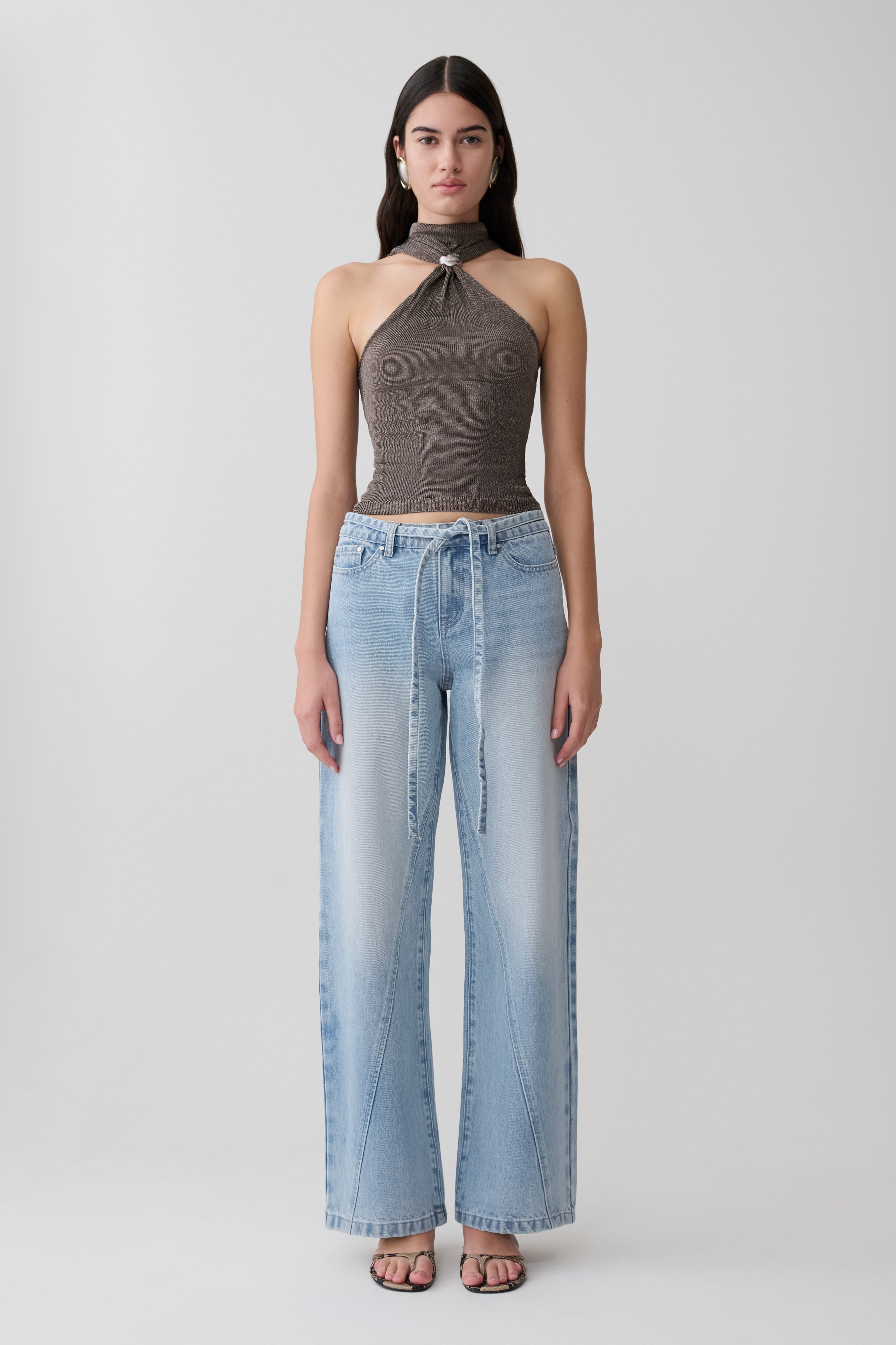 Nikki Lurex Top With Hardware - Gunmetal