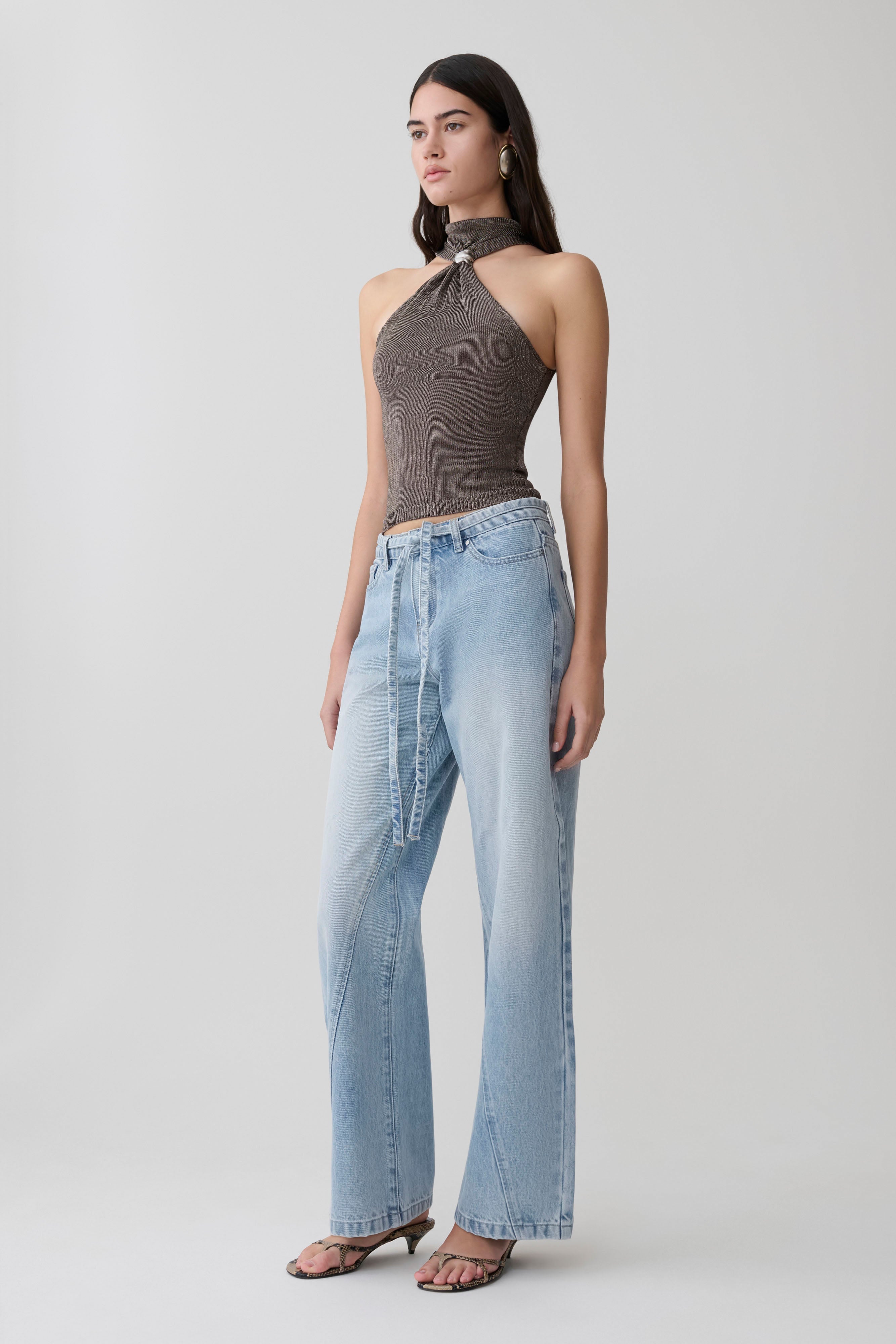 Nikki Lurex Top With Hardware - Gunmetal