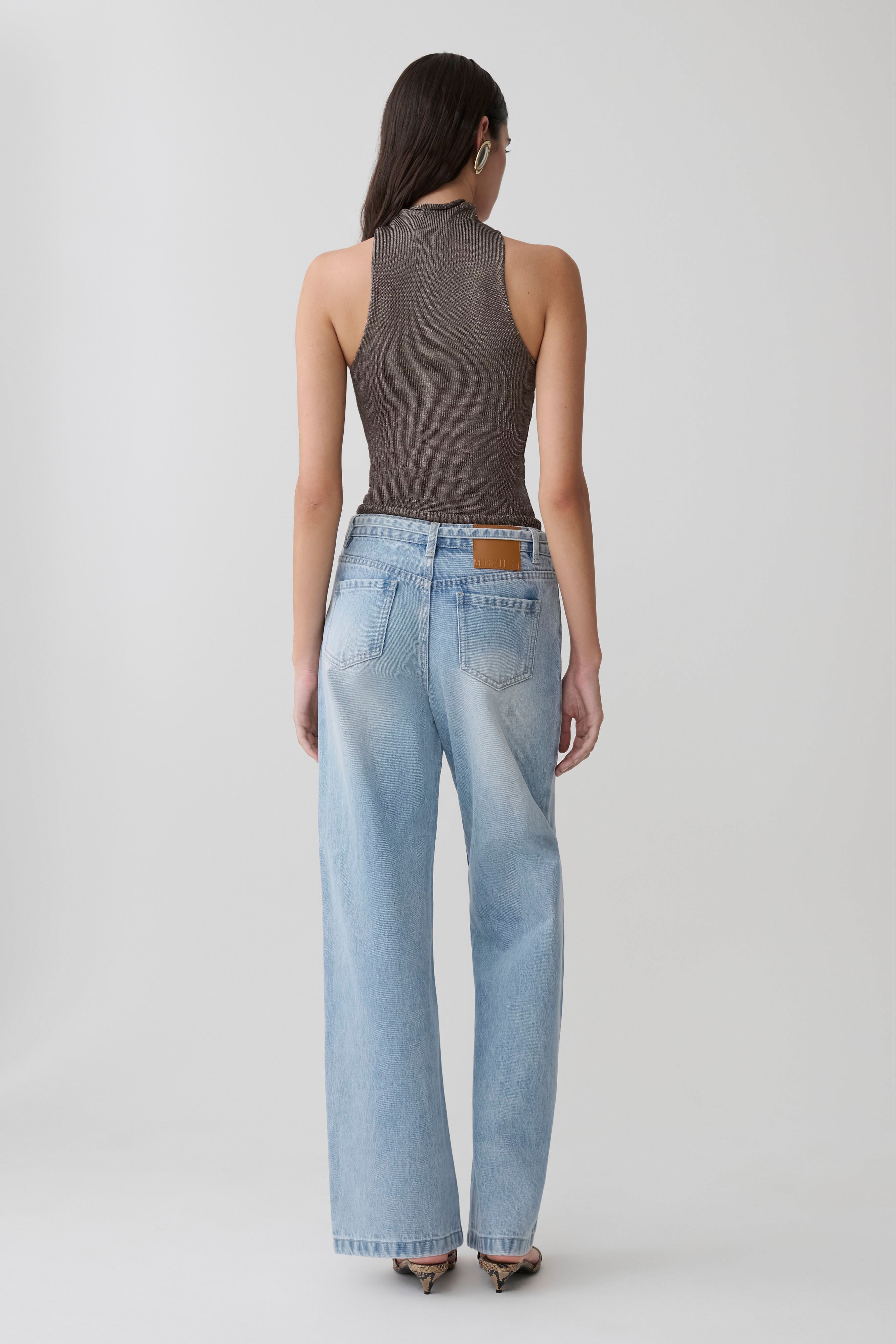 Nikki Lurex Top With Hardware - Gunmetal