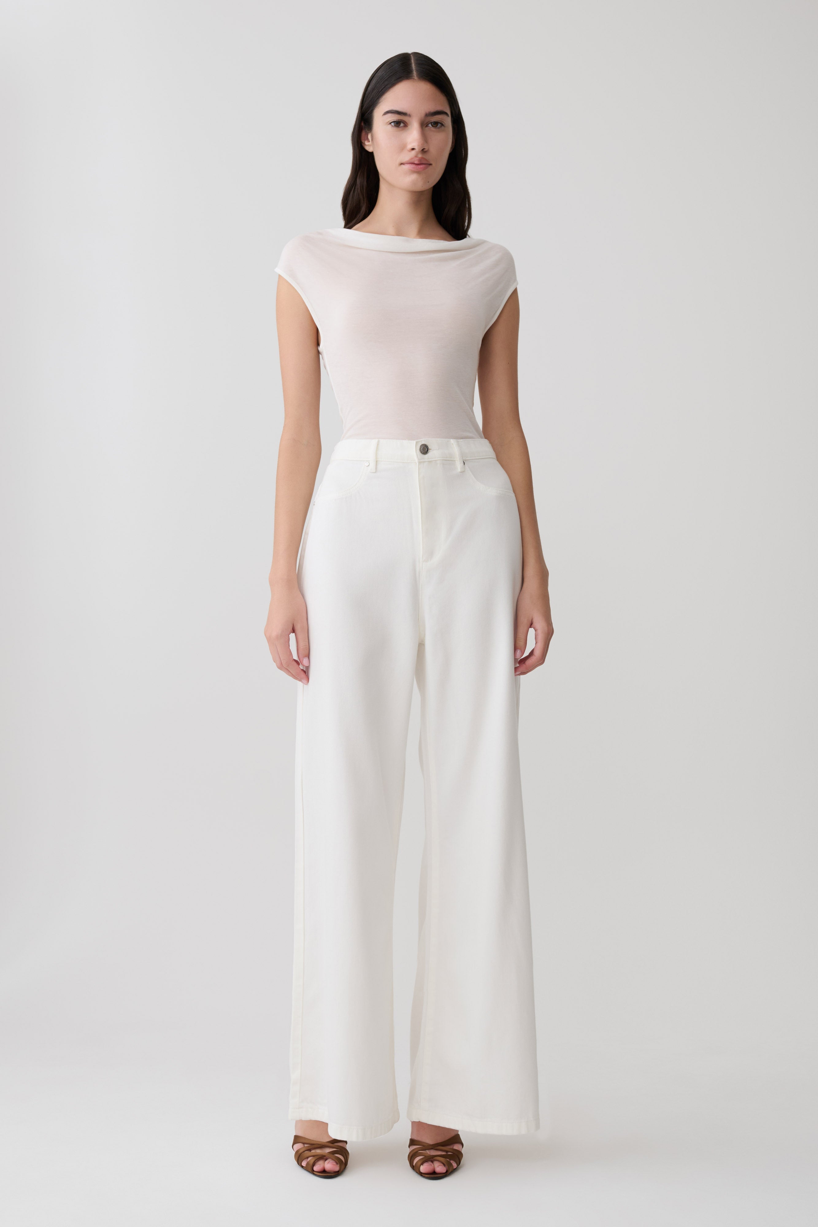 Ciaran Sleeveless Sheer Top - Ivory