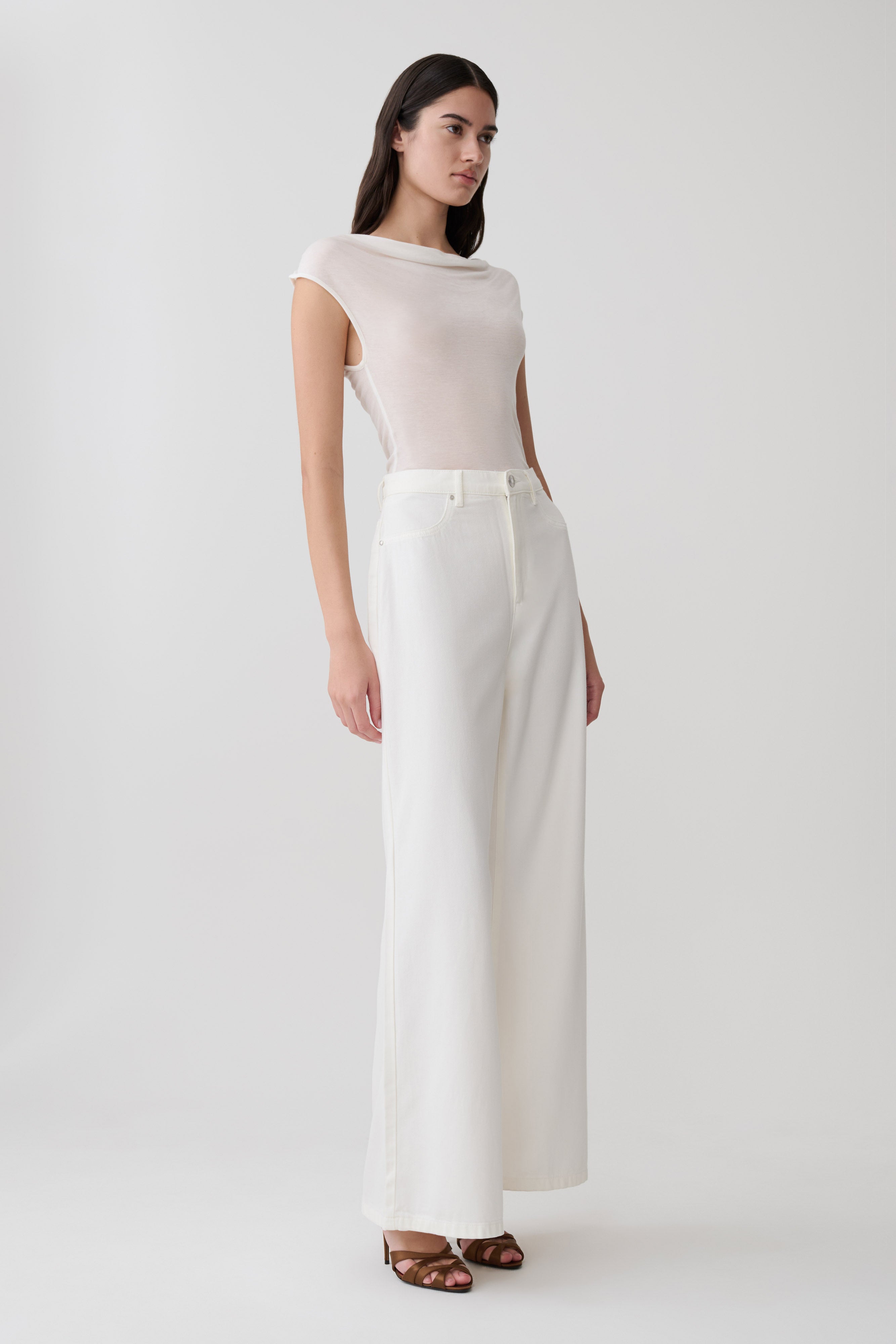 Ciaran Sleeveless Sheer Top - Ivory