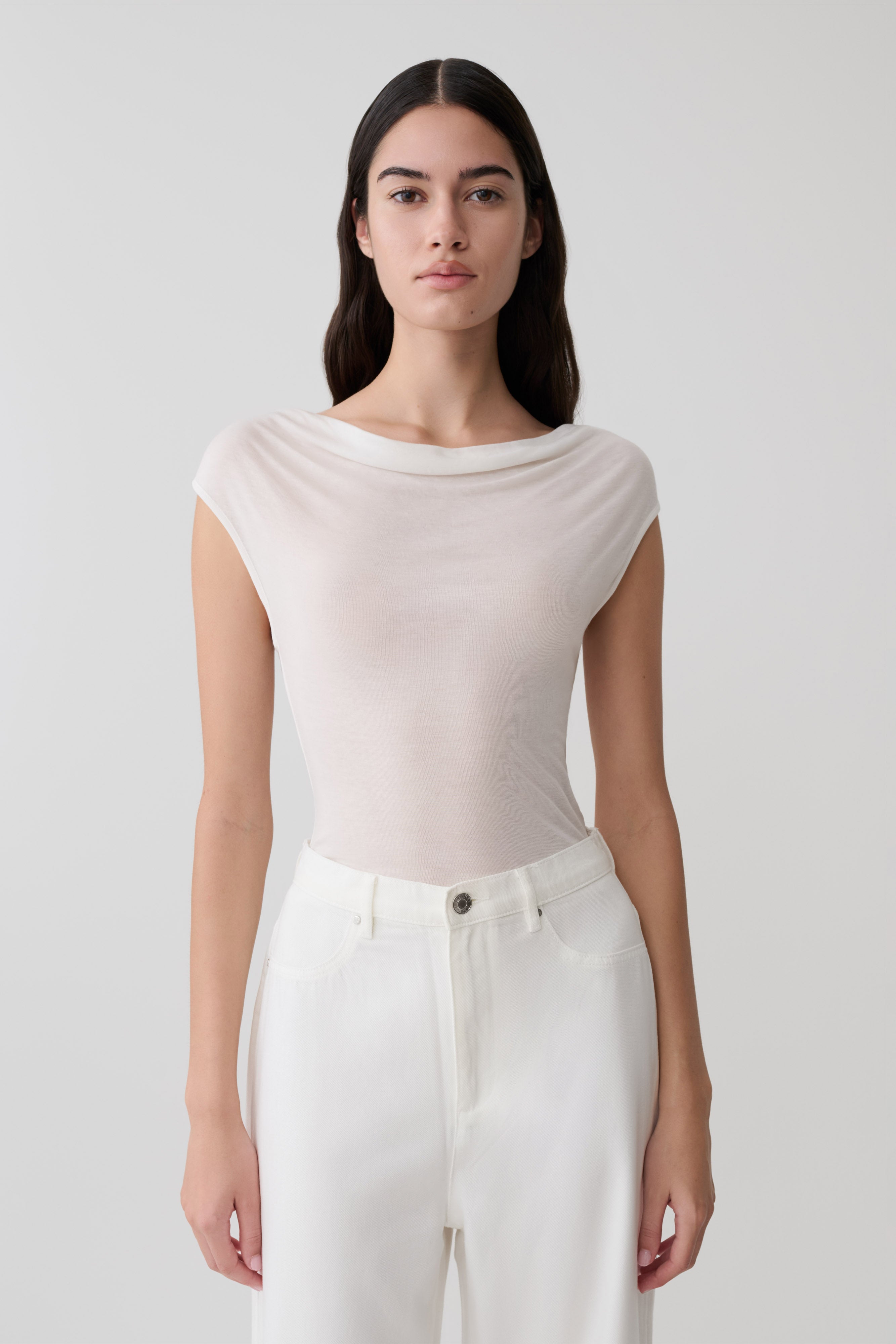 Ciaran Sleeveless Sheer Top - Ivory