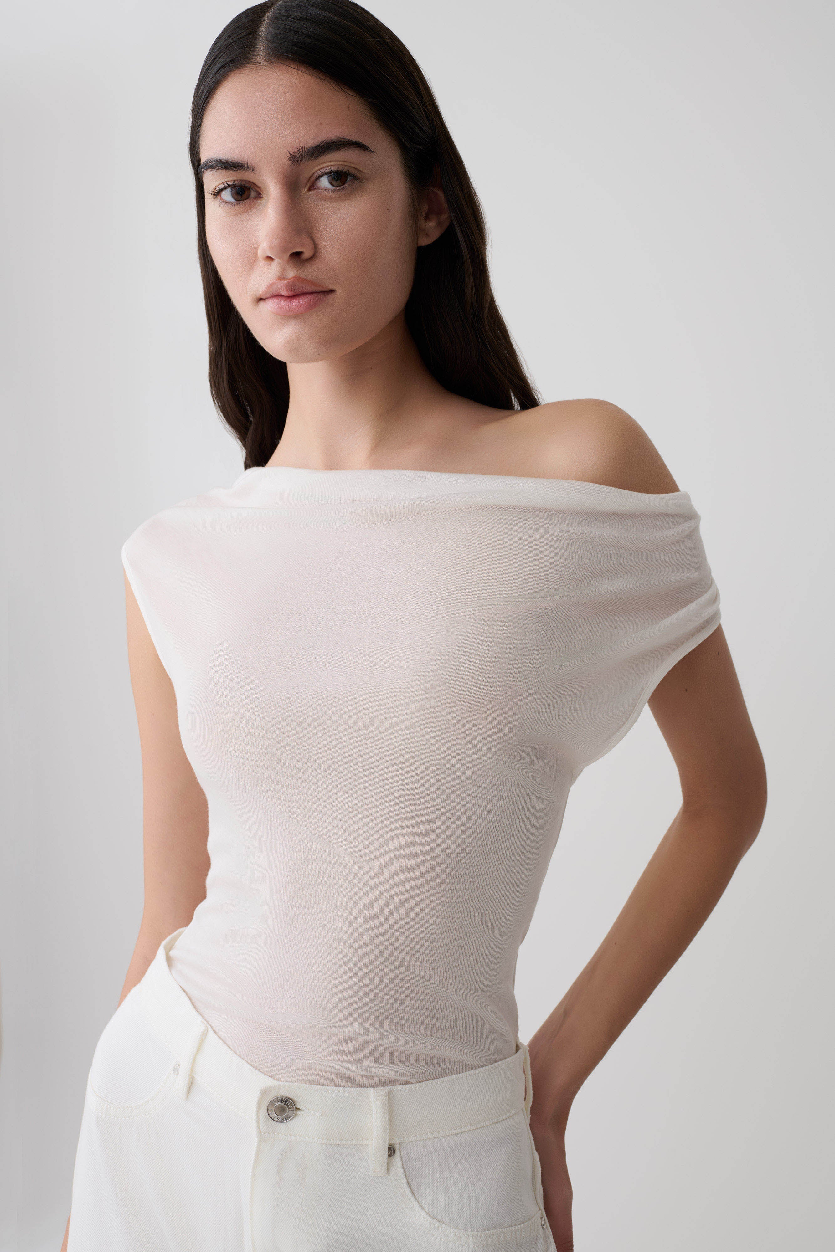 Ciaran Sleeveless Sheer Top - Ivory