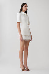 Ariella Suiting Mini Skirt With Lace - White