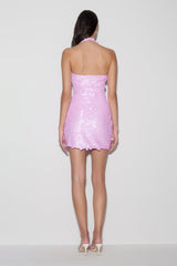 Caralee Sequin Halter Mini Dress - Pale Pink