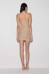 Renesmay Lurex Halter Mini Dress - Gold