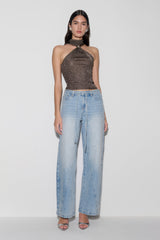 Nikki Lurex Top With Hardware - Gunmetal
