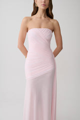 Monet Strapless Ruched Mesh Maxi Dress - Ballet Pink