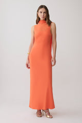 Dakota Chiffon Maxi Dress With Scarf - Orange
