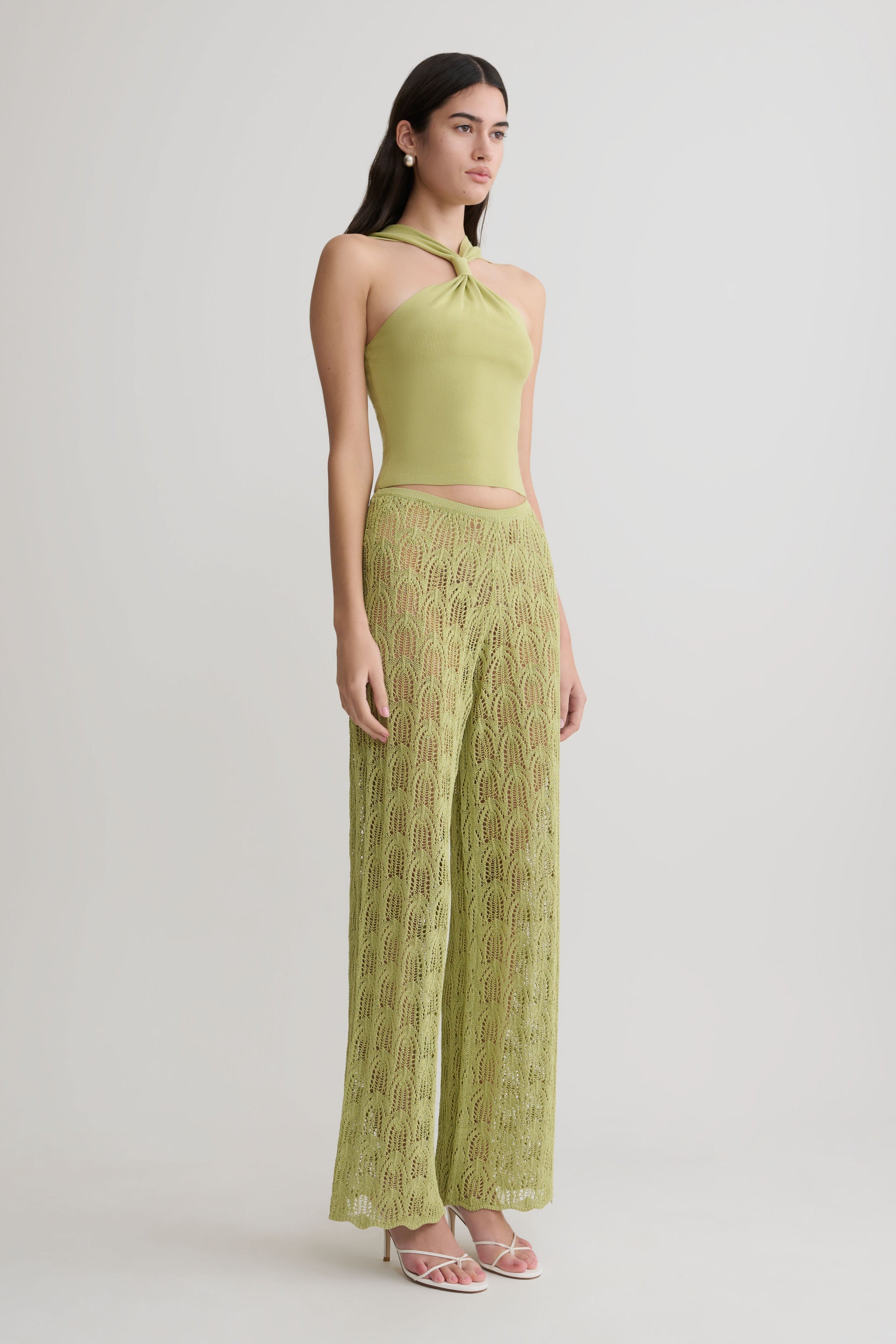 Angelika Twist Front Knit Top - Light Olive