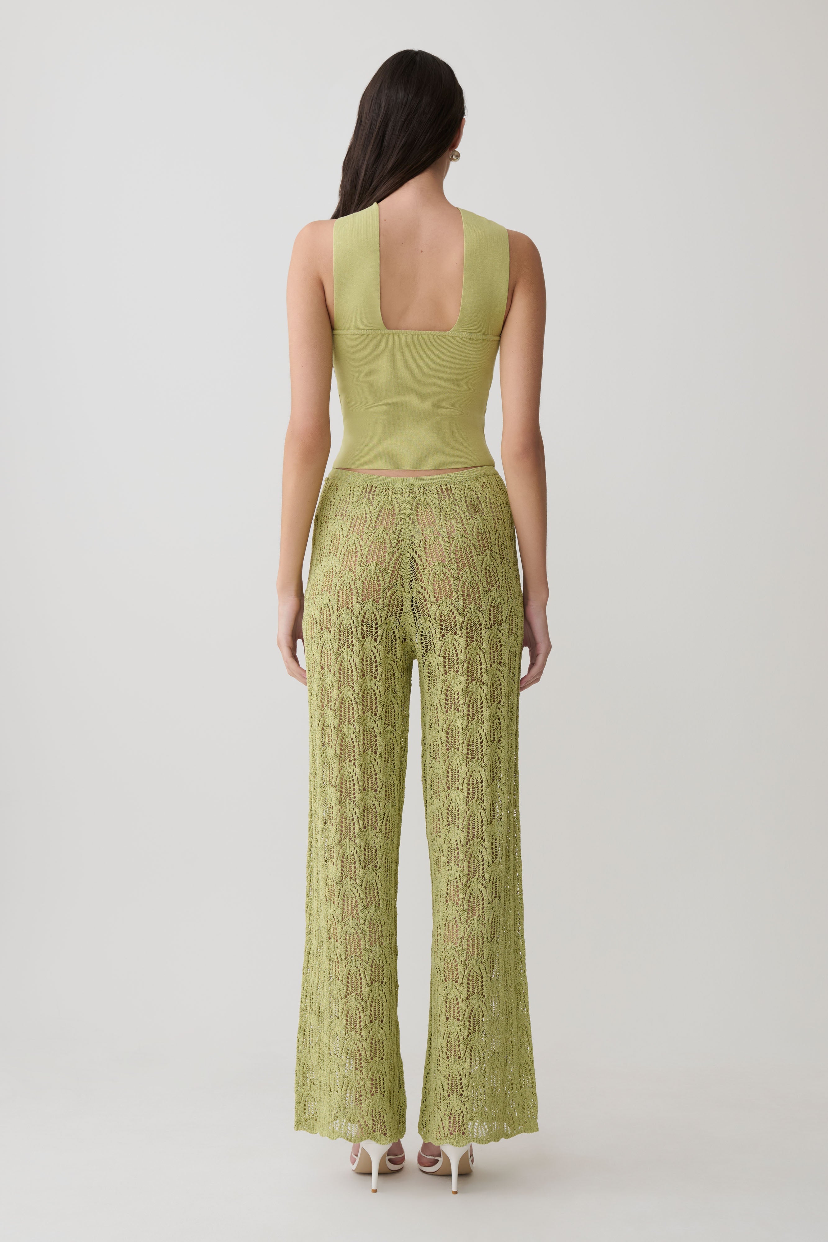 Angelika Twist Front Knit Top - Light Olive