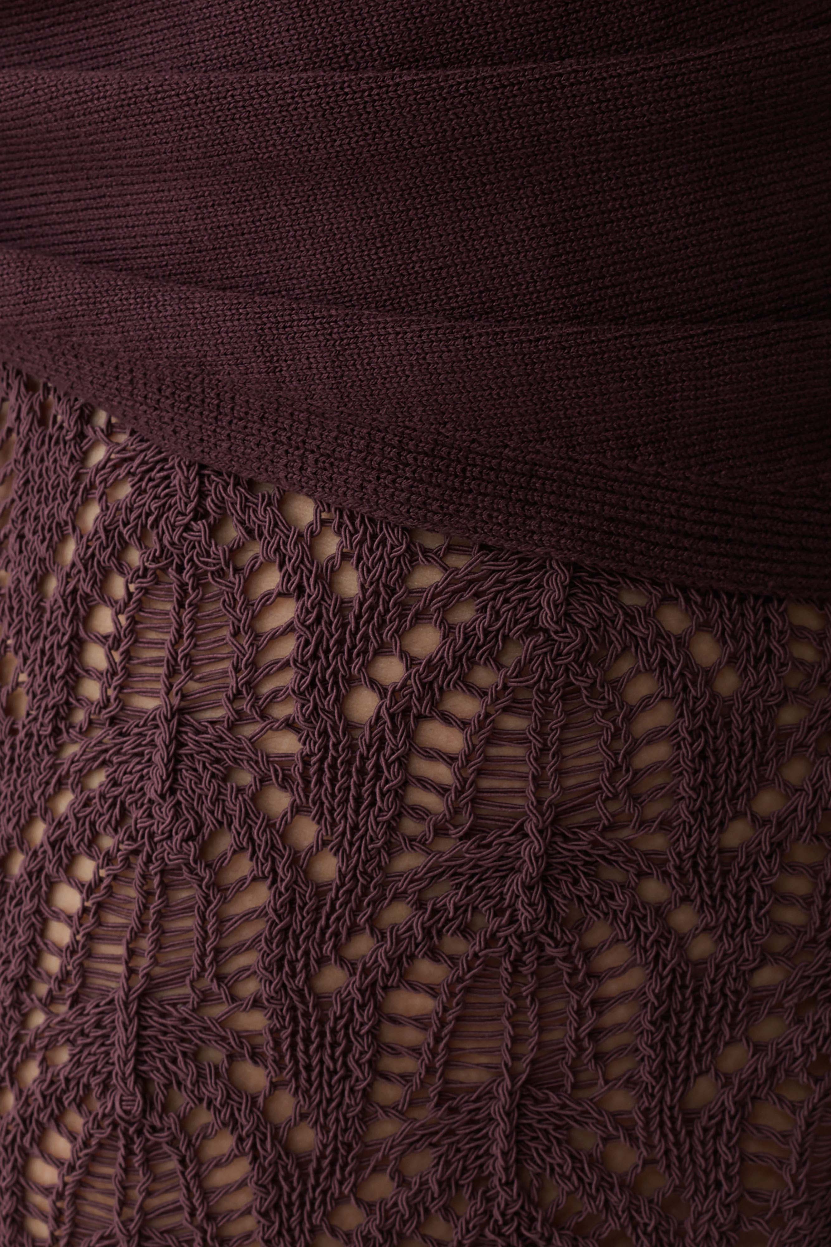 Liora Crochet Shorts With Knit Overlay - Chocolate