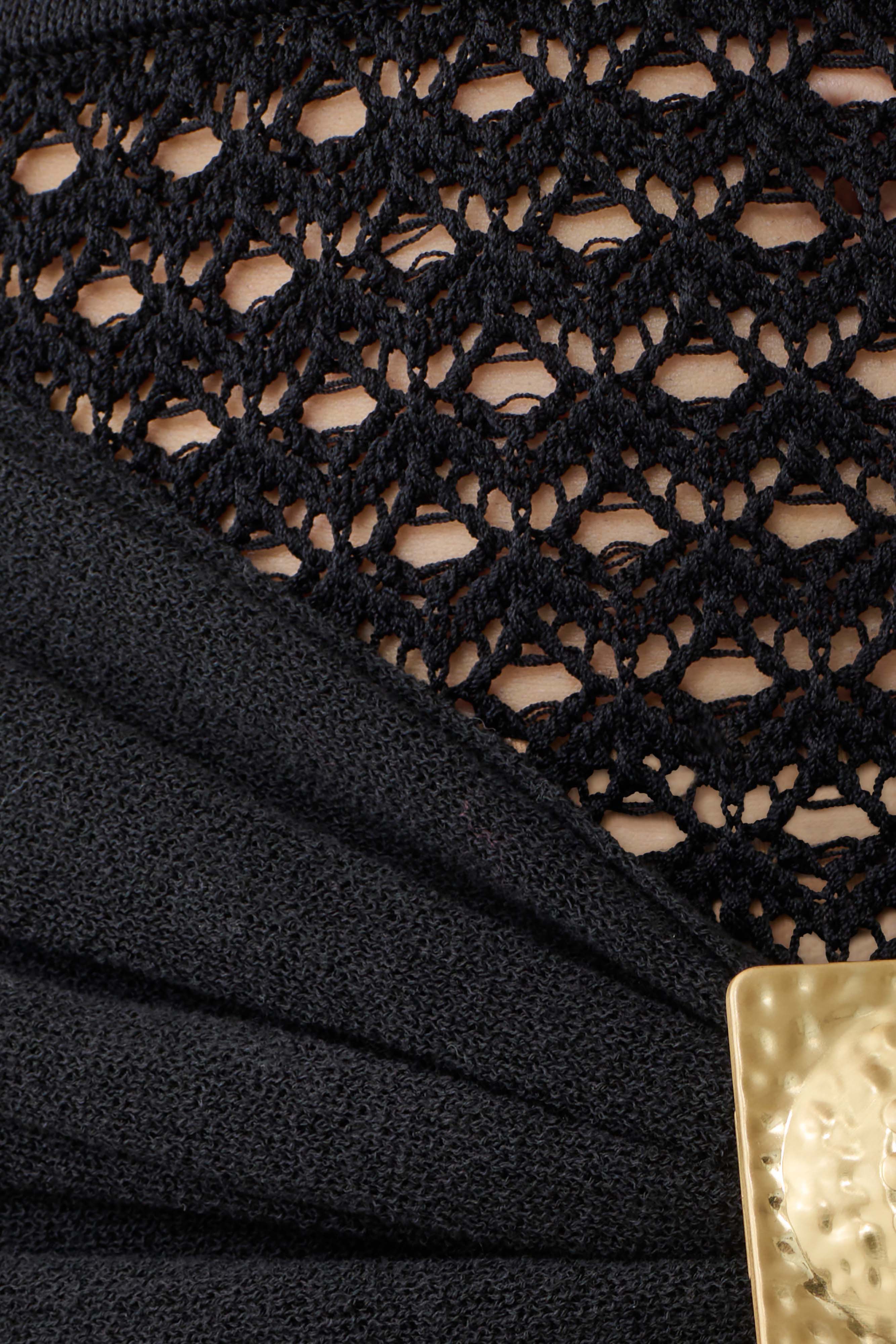 Mania Crochet Maxi Skirt With Hardware - Black