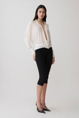 Berkley Draped Long Sleeve Shirt - White
