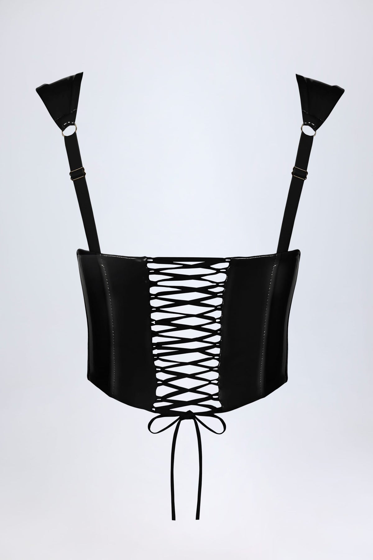 Vinyl Lace-Up Corset Top in Black