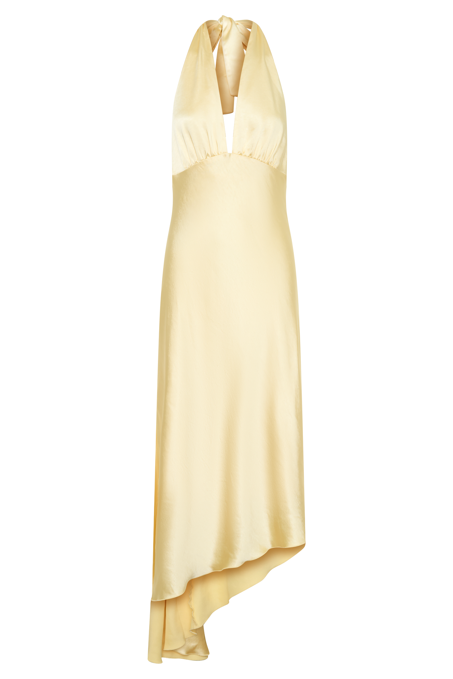 Adelie Asymmetric Hem Halter Midi Dress - Butter