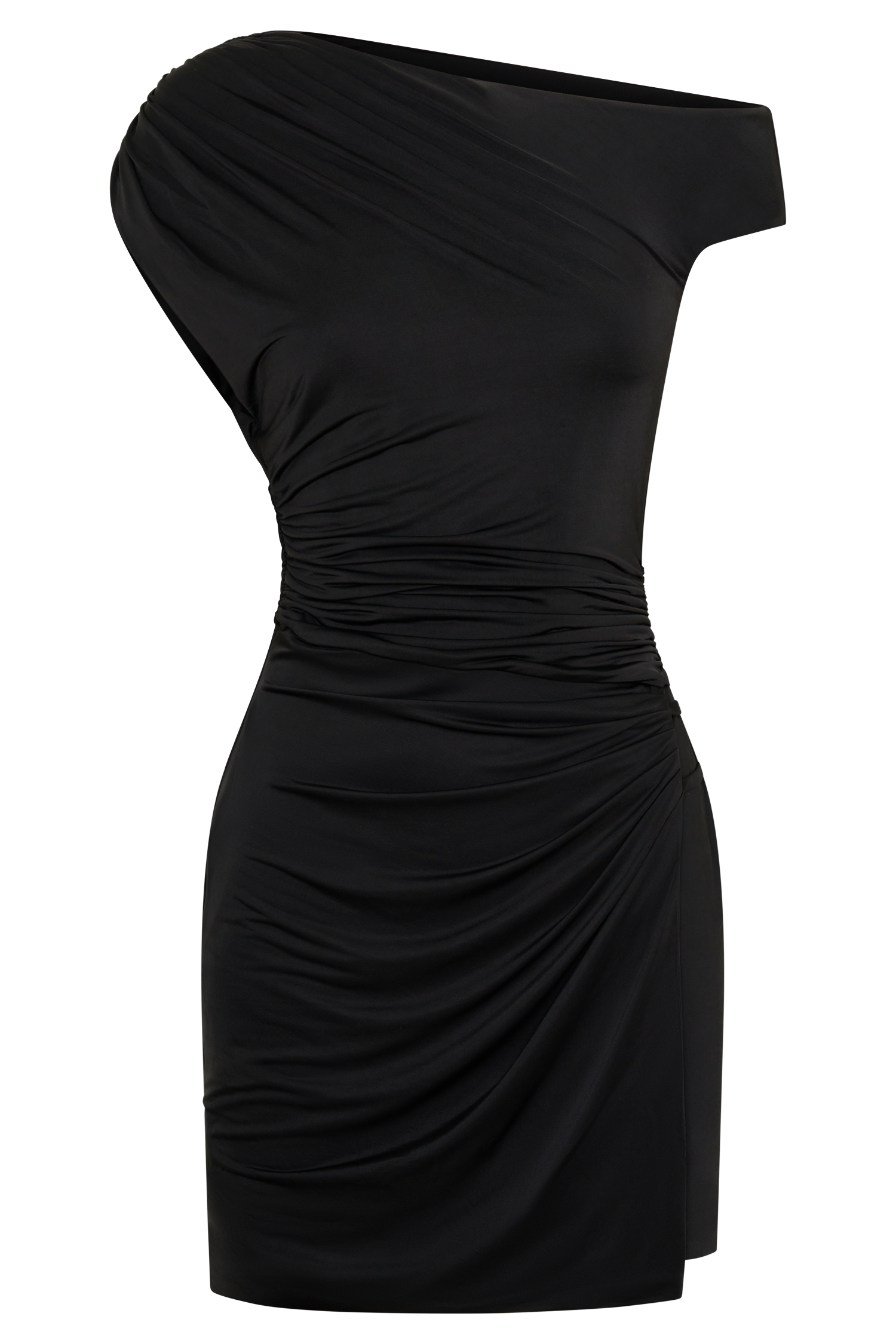 Alyn Off Shoulder Draped Mini Dress - Black