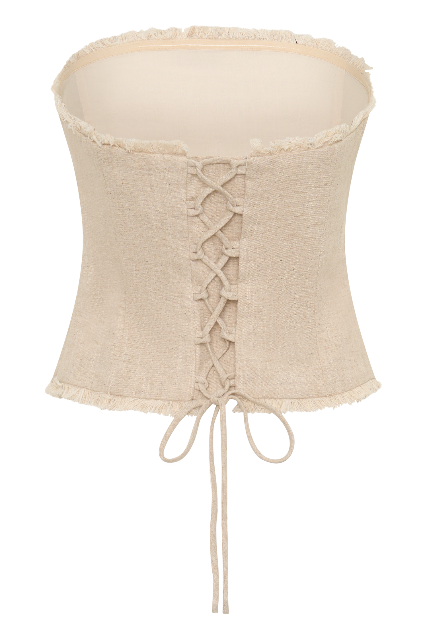 Annie Strapless Tie Back Linen Top - Natural