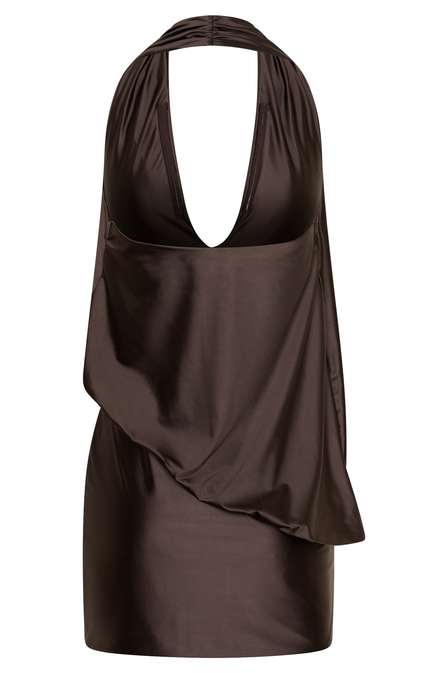 Arabel Draped Halter Mini Dress - Chocolate