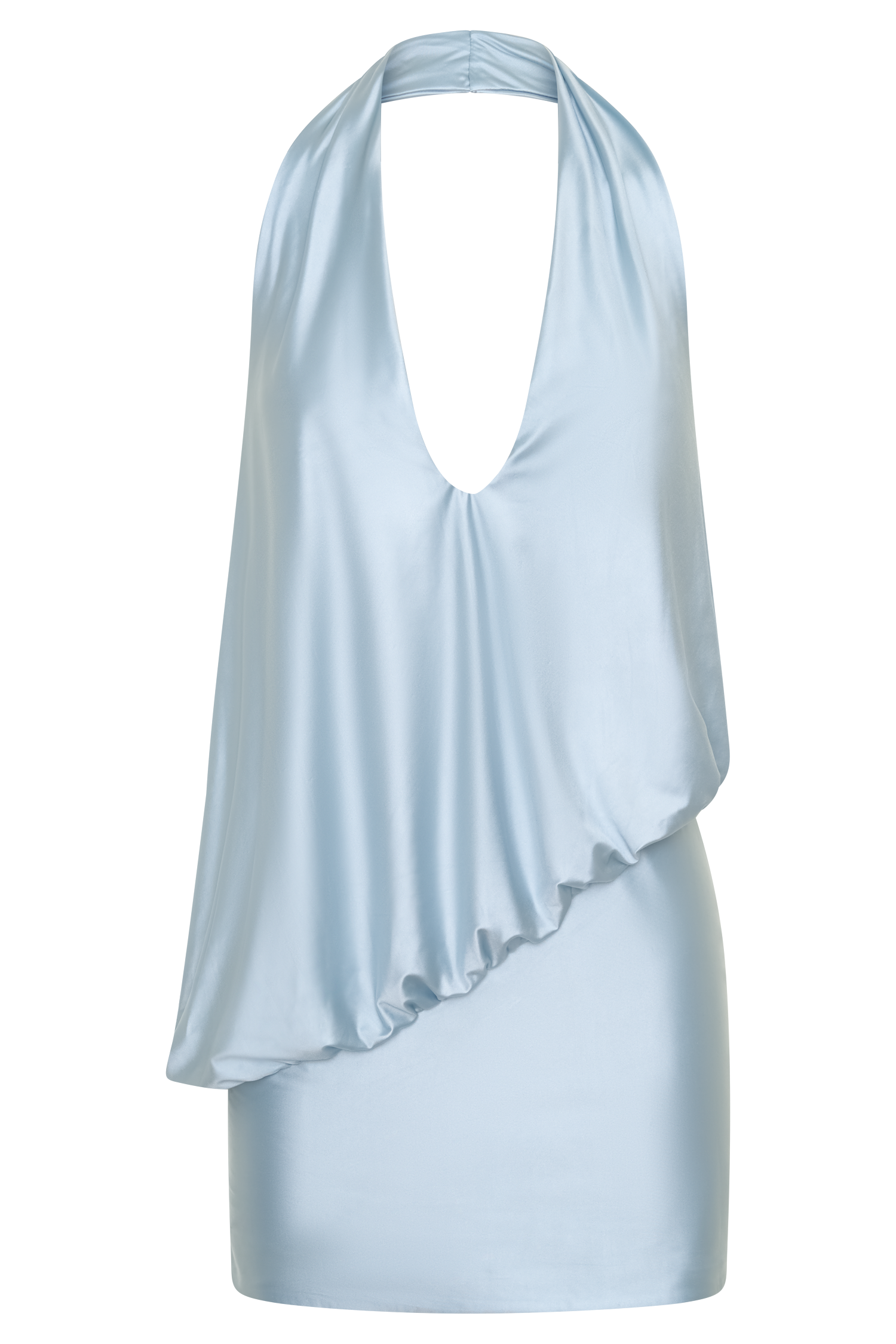Arabel Draped Halter Mini Dress - Pale Blue