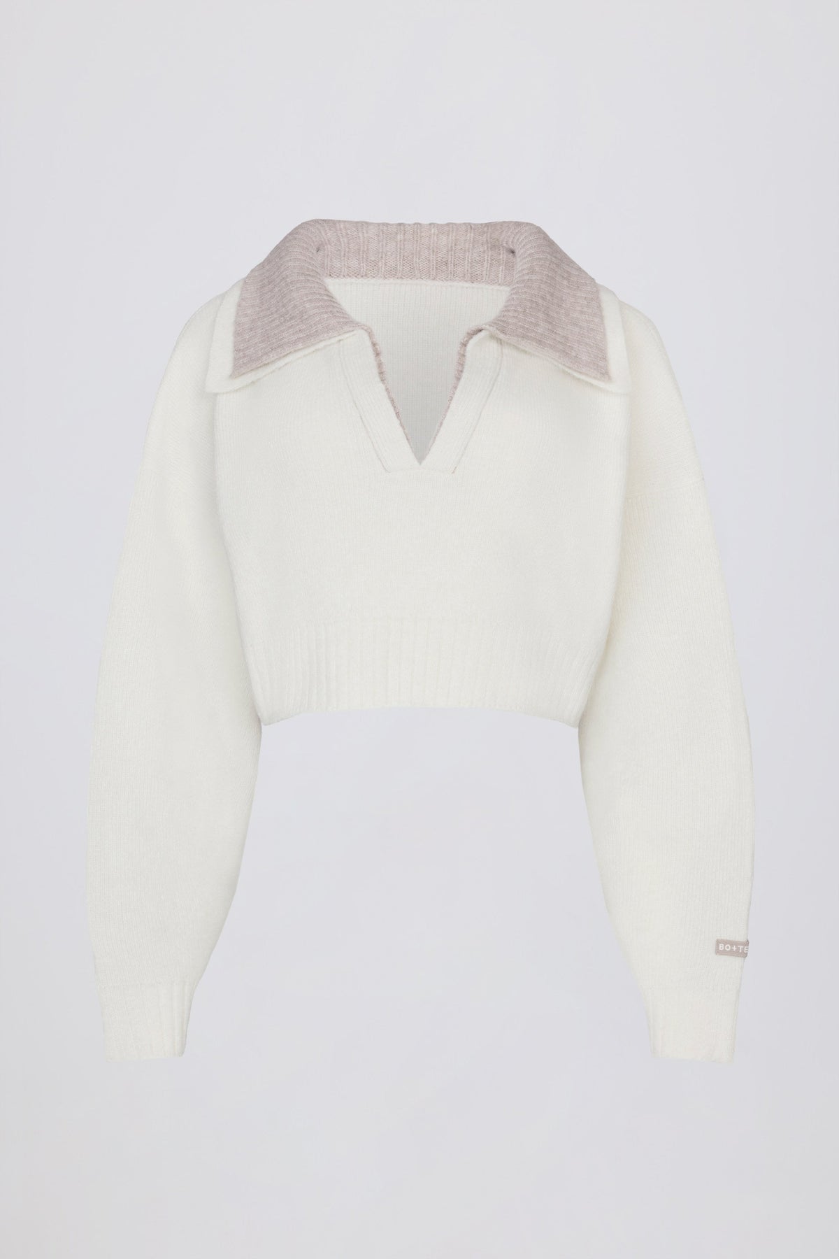Soft Knit Layered Collar Cropped Jumper in Ivory