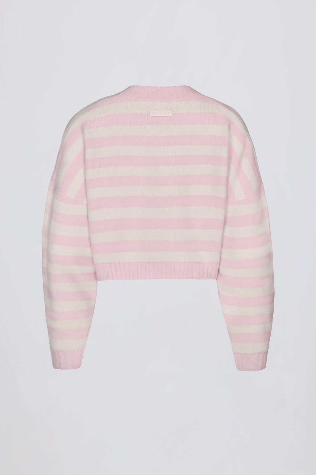 Soft Knit Stripe Cropped Cardigan in Pink Stripe