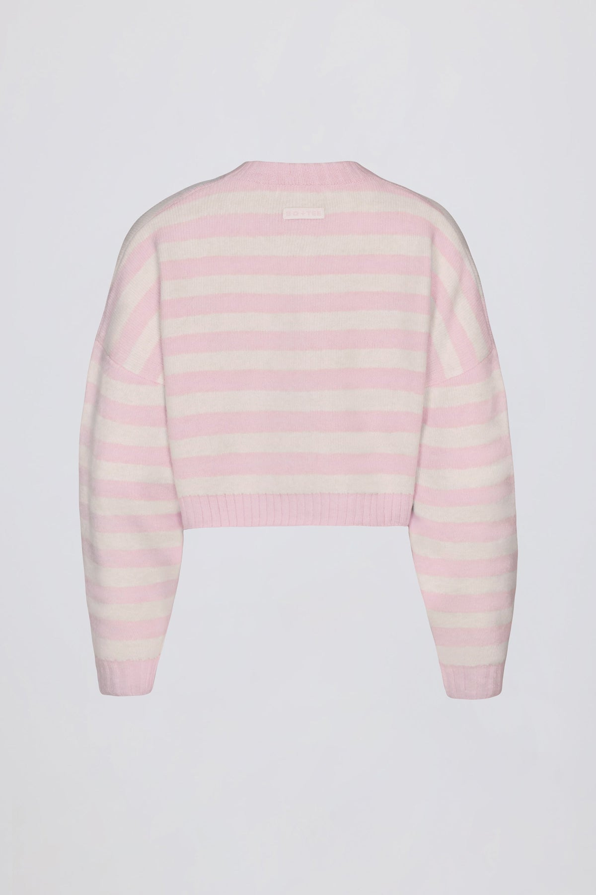 Soft Knit Stripe Cropped Cardigan in Pink Stripe