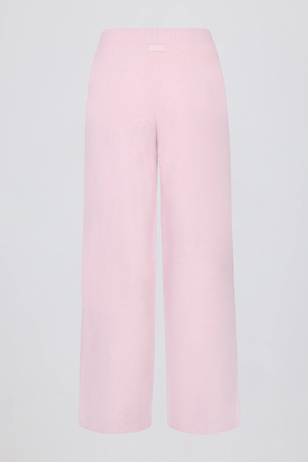 Knit Mid-Rise Wide-Leg Joggers in Soft Pink