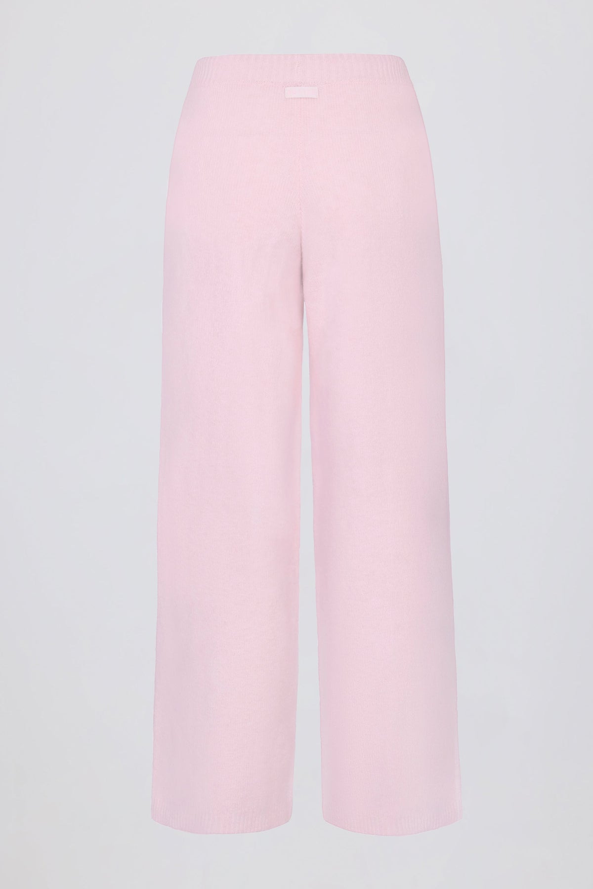 Knit Mid-Rise Wide-Leg Joggers in Soft Pink