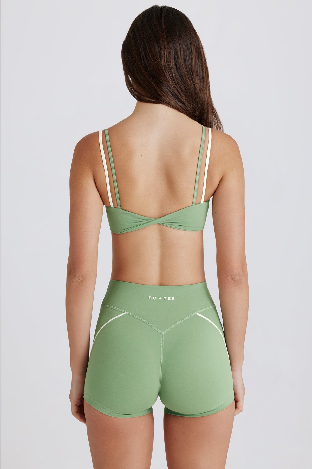 Soft Active Twist-Front Mini Shorts in Jade