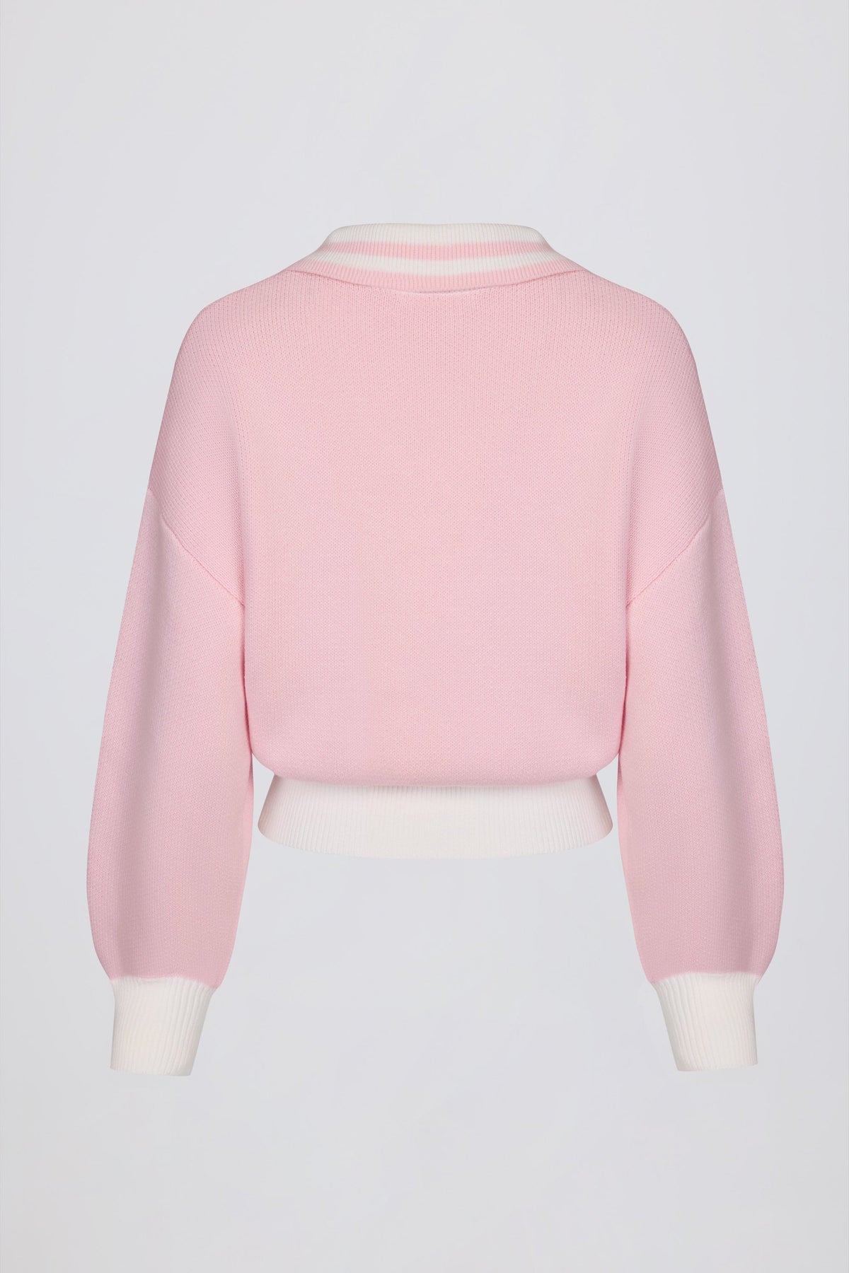 Cotton Jersey Oversized V-Neck Jumper in Powder Pink