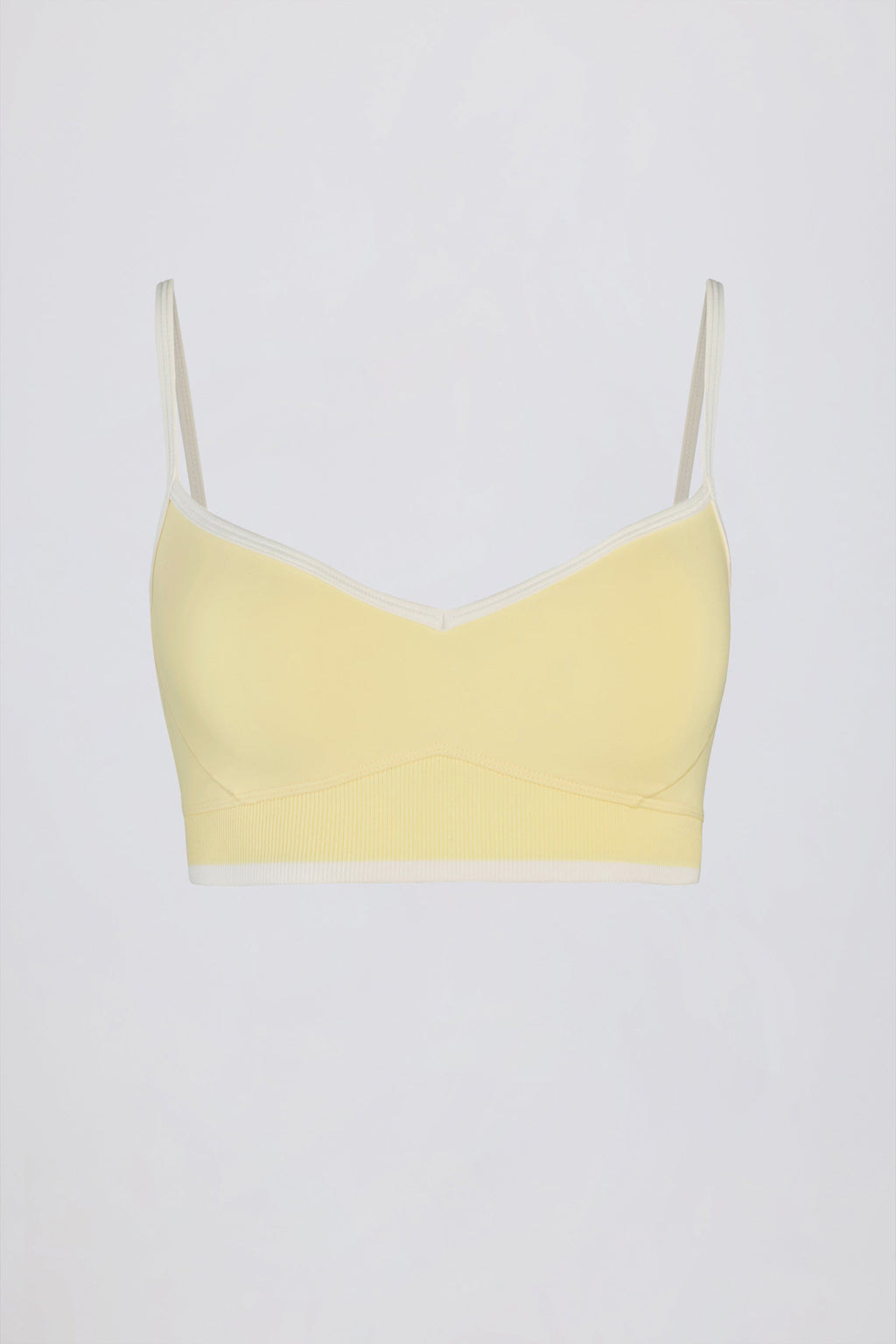 Soft Active Sweetheart-Neck Contrast Sports Bra in Lemon