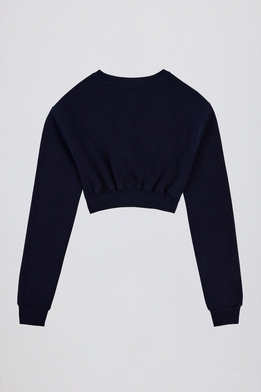 Brushed Jersey Button-Up Cropped Cardigan in Classic Navy