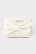 Corduroy Bow Makeup Bag in Coconut