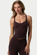 Soft Active Sweetheart-Neck Tank Top in Espresso