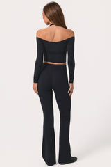 Soft Active V-Waist Flared Leggings in Black