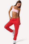 Brushed Jersey Oversized Joggers in Red