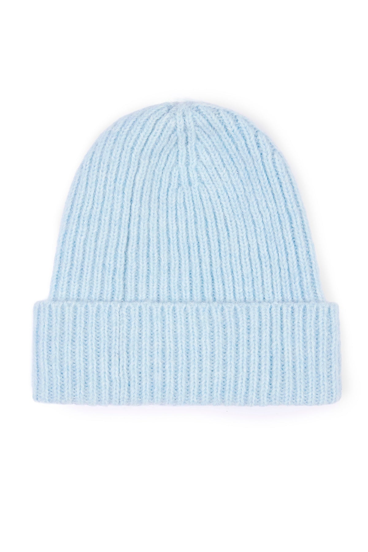 Ribbed Knit Beanie Hat in Powder Blue