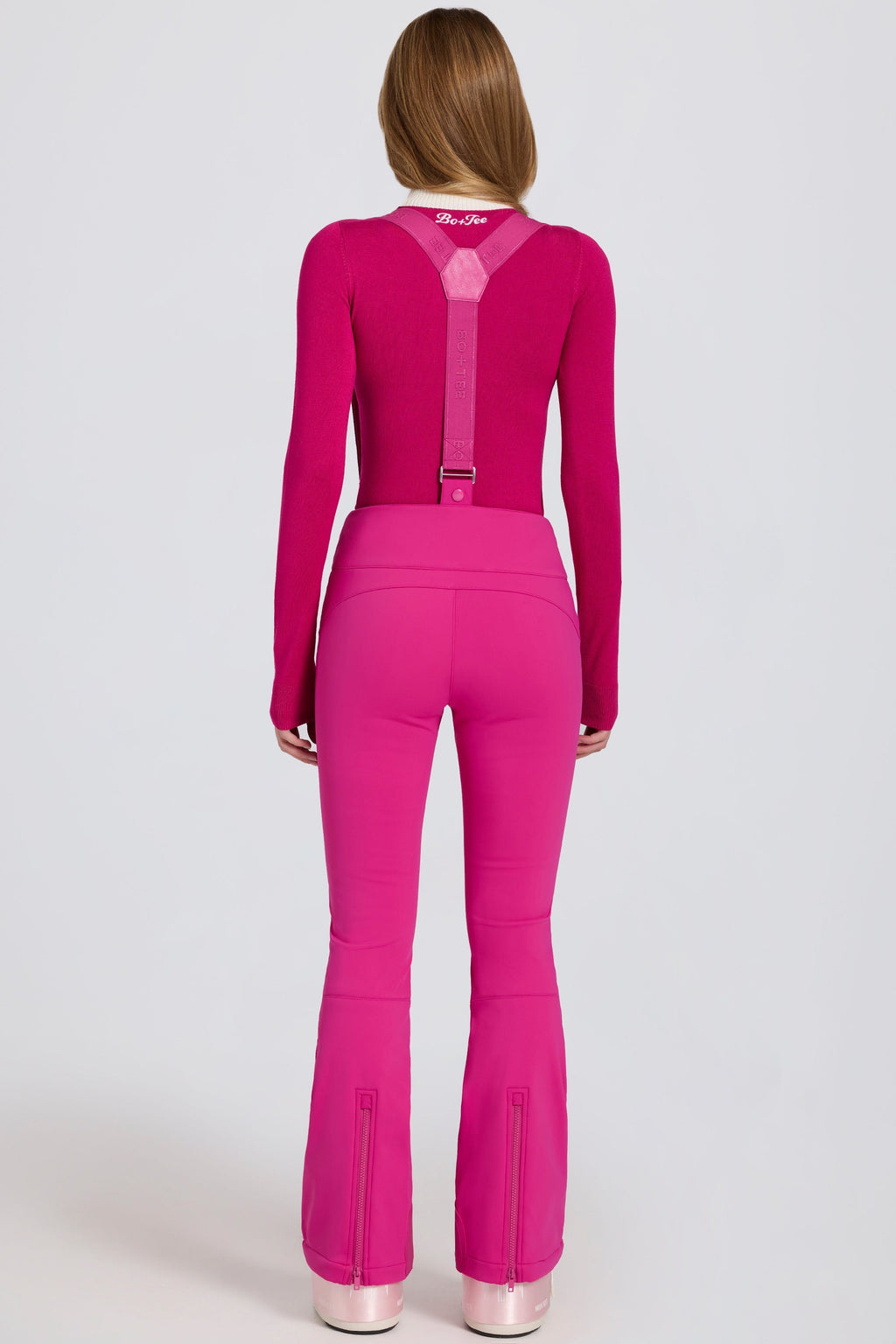 Waterproof High-Rise Salopettes with Suspenders in Magenta Pink