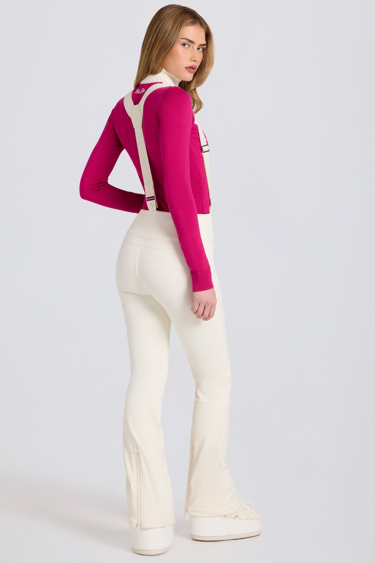 Waterproof High-Rise Salopettes with Suspenders in Ice