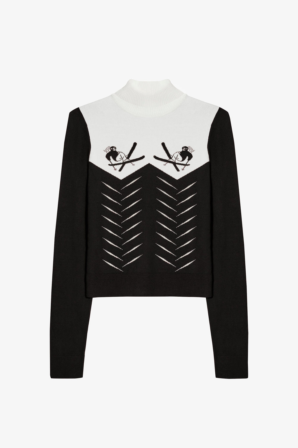 Knit Long-Sleeve Fitted Top in Black