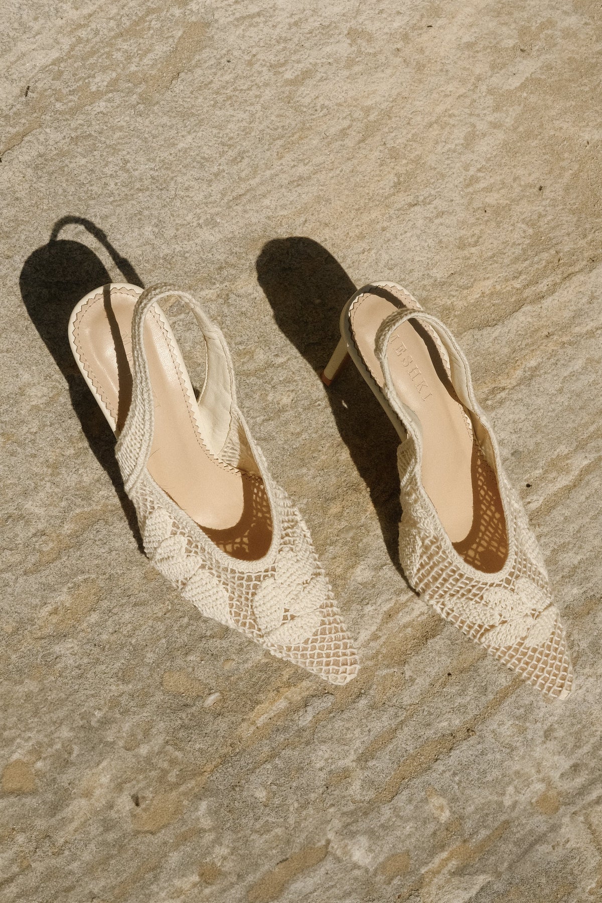 Guinevere Lace Applique Heel - Ivory