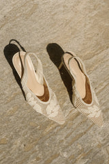 Guinevere Lace Applique Heel - Ivory