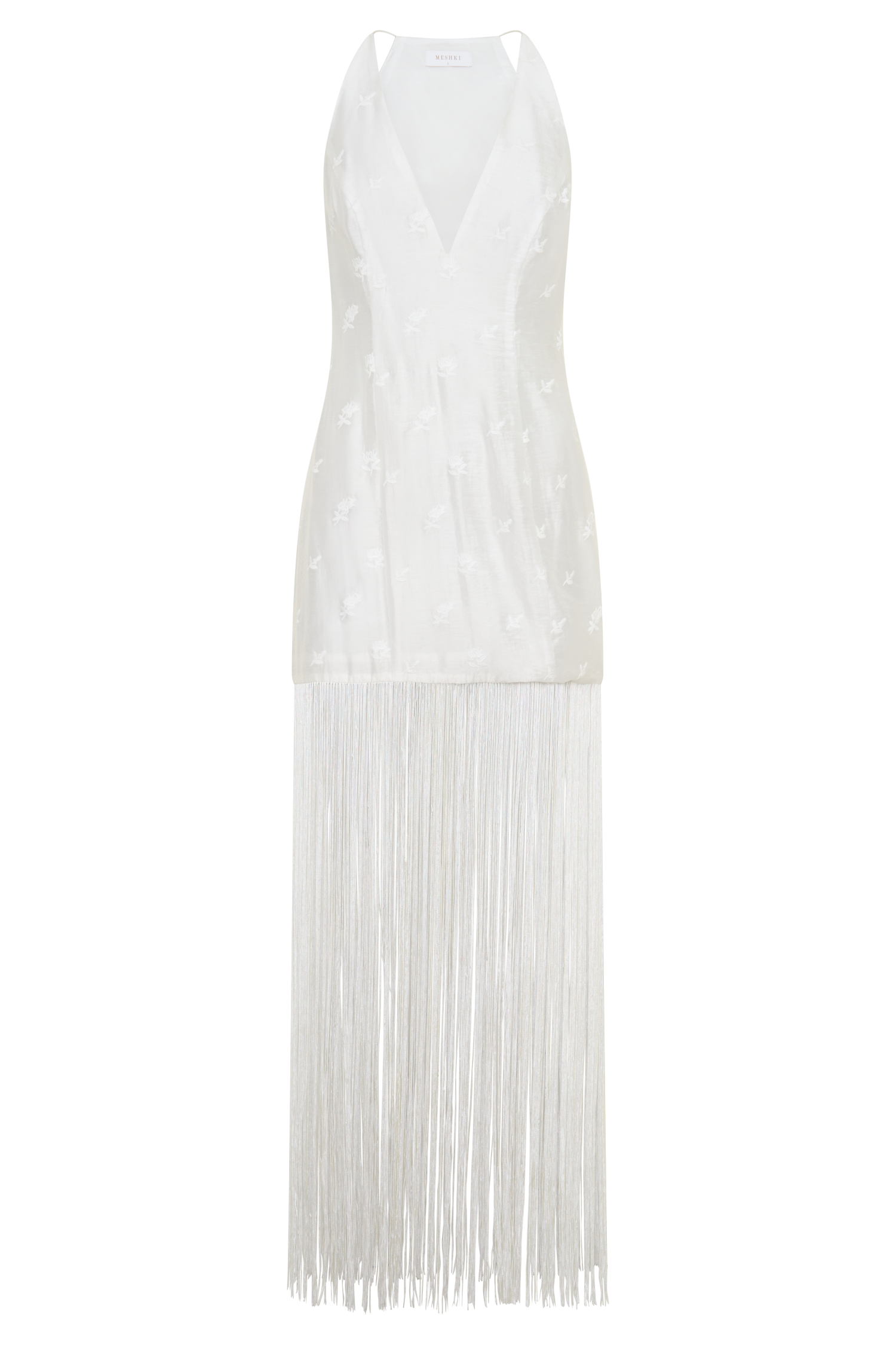 Abigail V Neck Fringe Maxi Dress - White