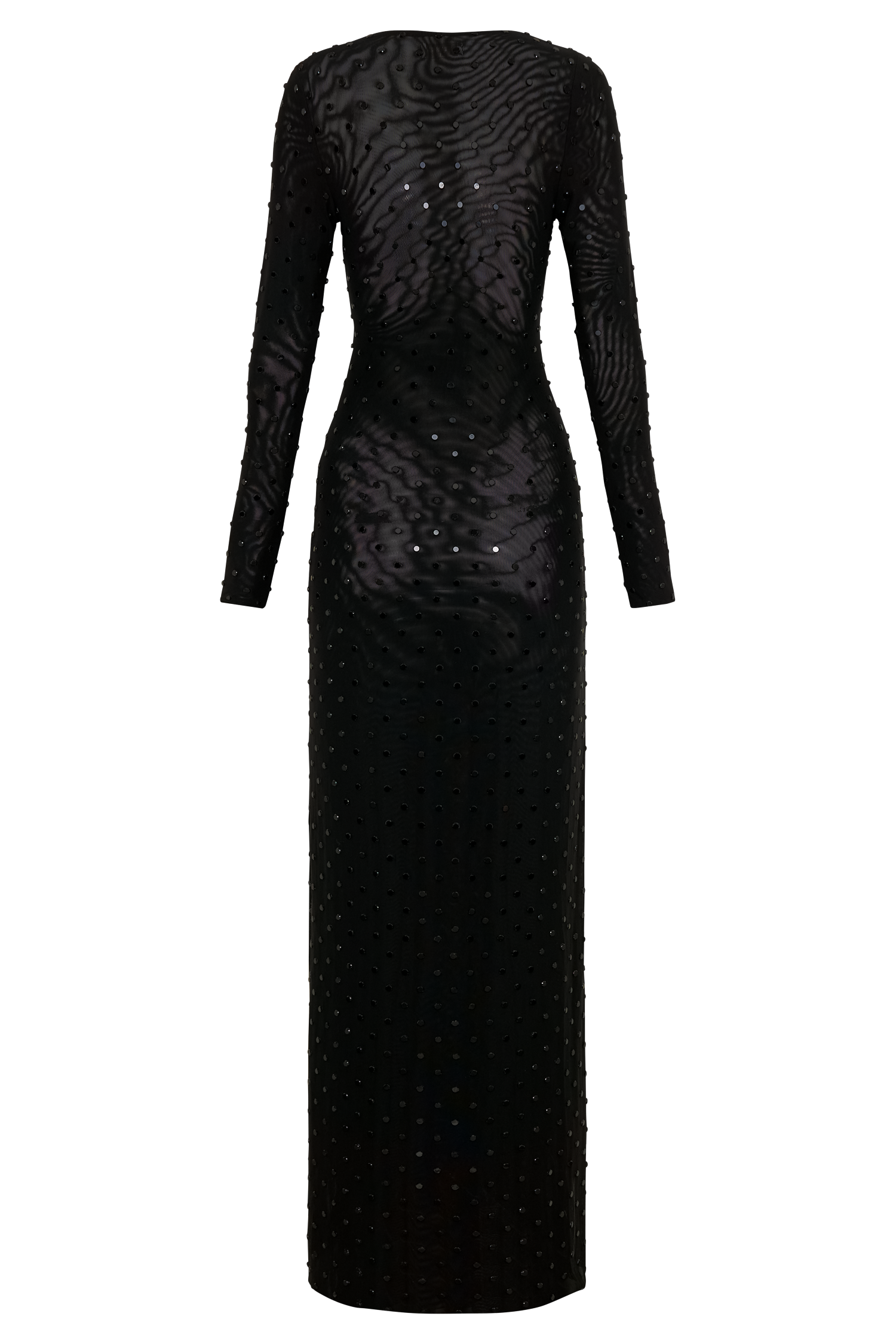 Acadia Diamante Long Sleeve Maxi Dress - Black