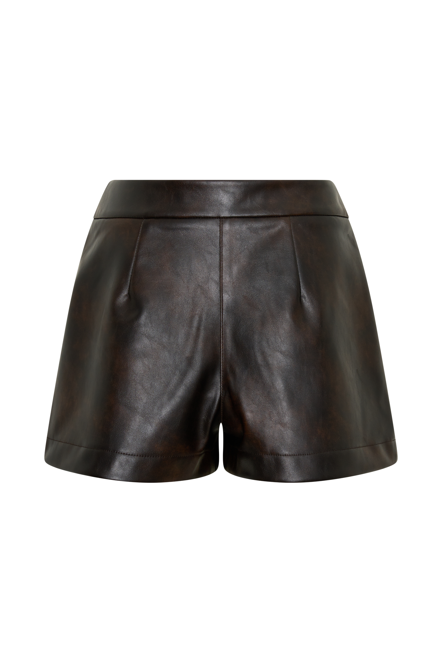 Adaline Faux Leather High Waisted Shorts - Dark Chocolate