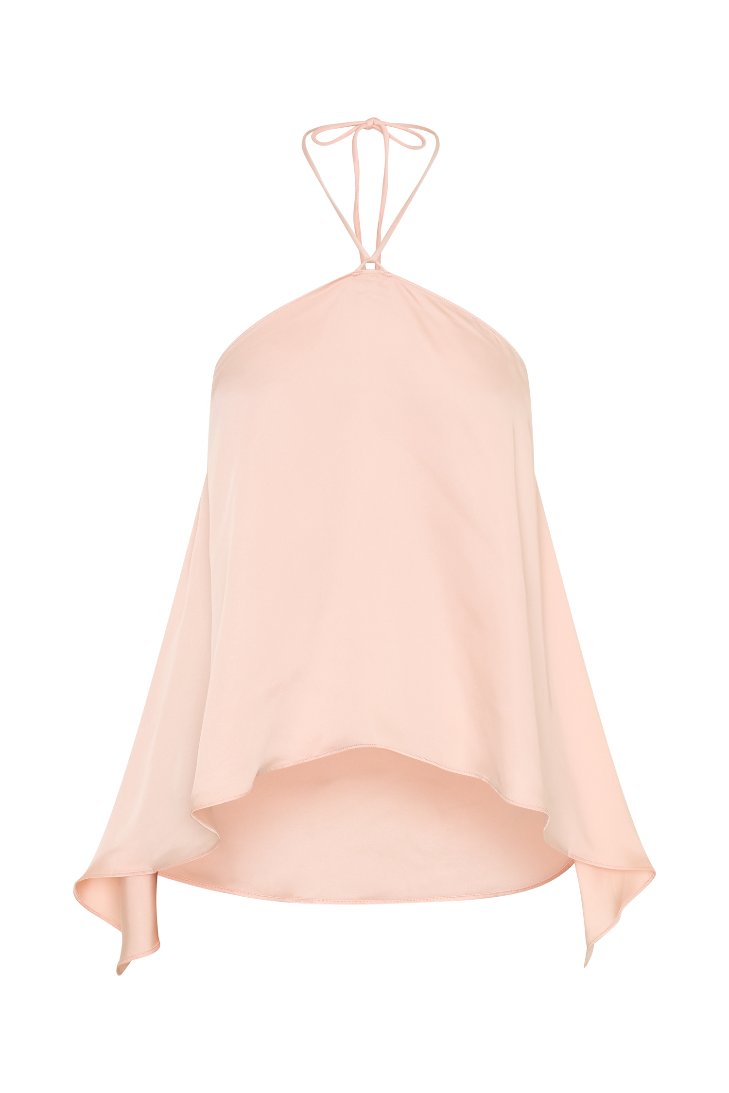 Adelaide Draped Satin Halter Top - Peach