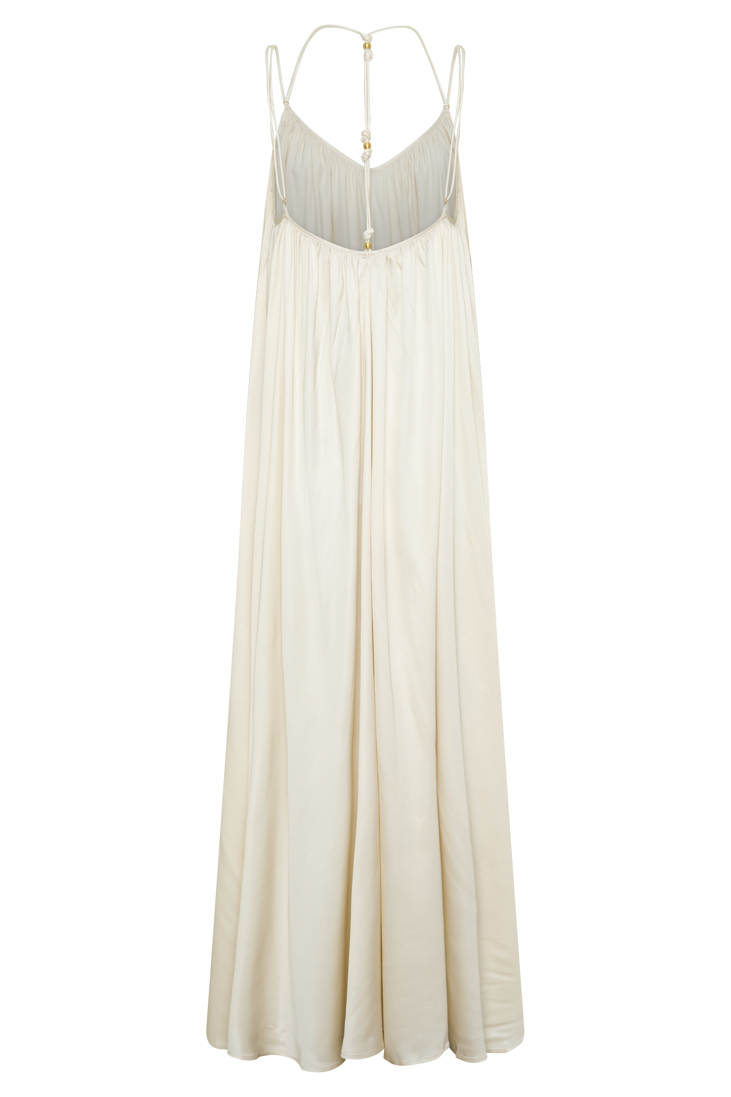 Adriana Satin Gathered Maxi Dress - Buttercream
