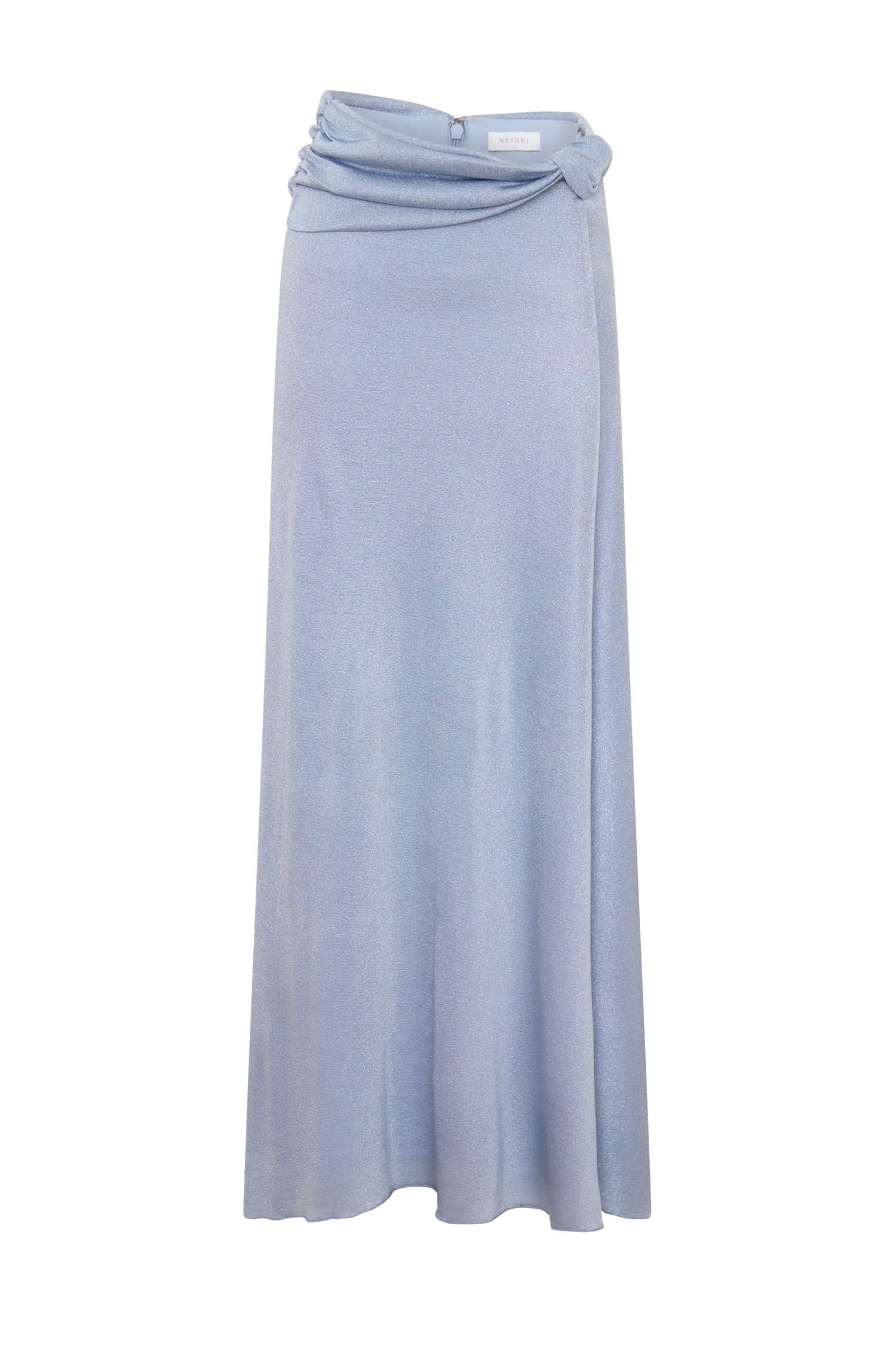 Adrienne Lurex Knot Maxi Skirt - Pastel Blue