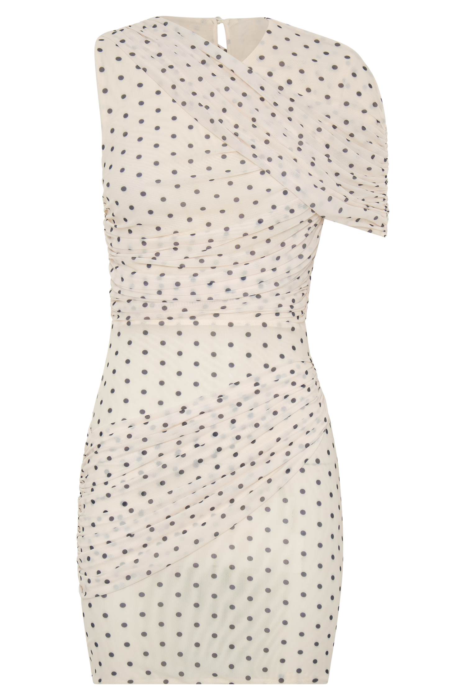 Adrienne One Shoulder Mesh Mini Dress - Polka Dot